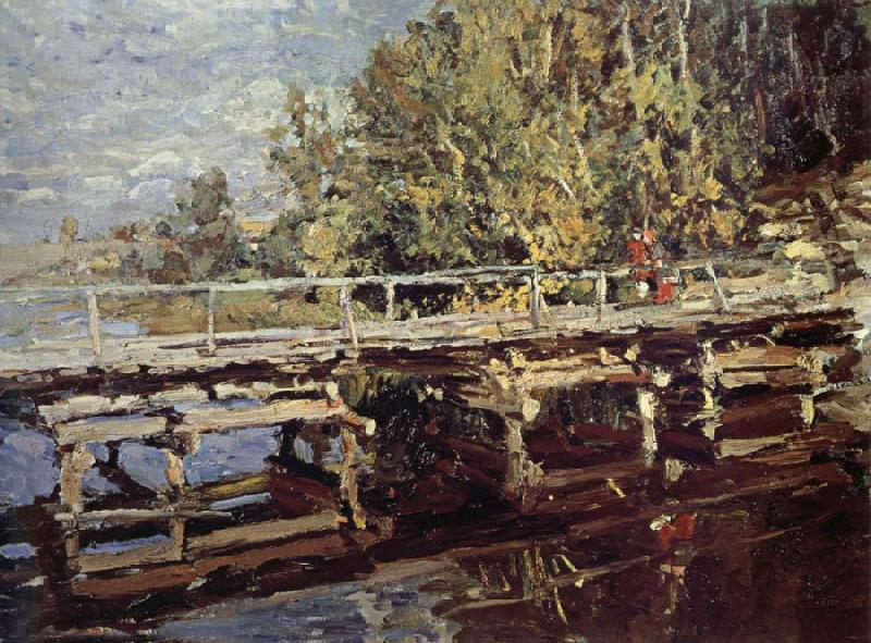 Konstantin Korovin Bridge in the autumn scenery France oil painting art